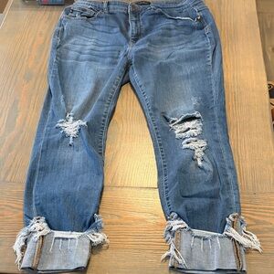 Judy Blue Ripped Cuffed Ankle Jeans